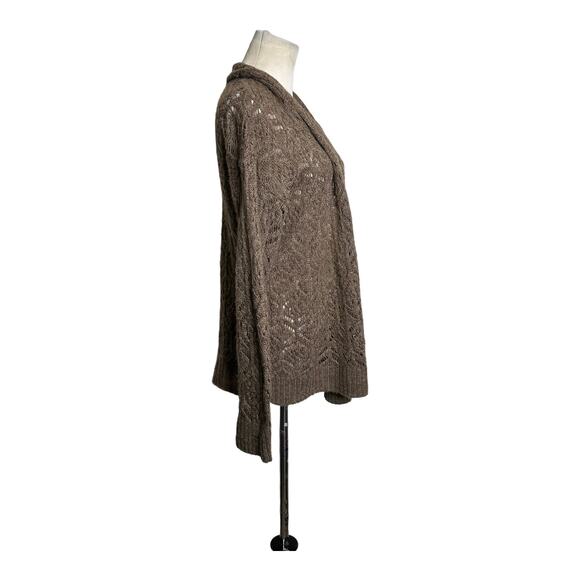 Cotton Emporium brown long sleeves open knit cardigan size Large - Picture 8 of 9